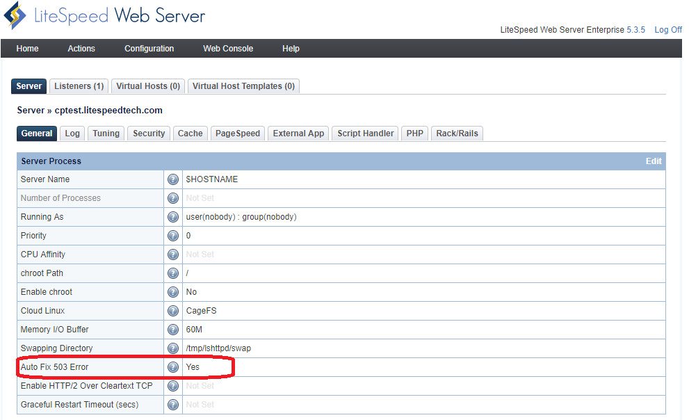 Auto Fix 503 with LiteSpeed Web Server